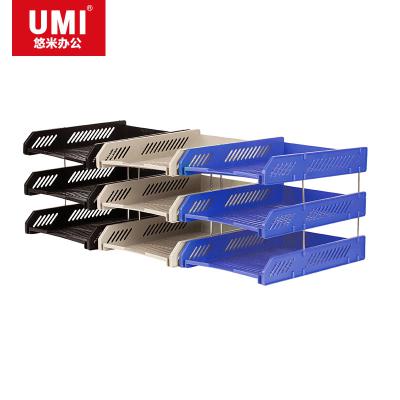 悠米(UMI)塑料文件座，三层 B15102GR 灰